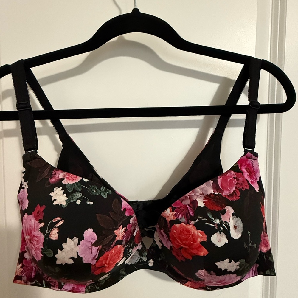 Torrid Black and Pink Floral Bra